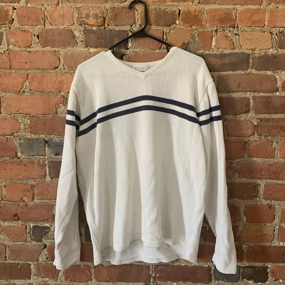 Navy and Cream Striped Knit Sweater - Picture 3 of 4
